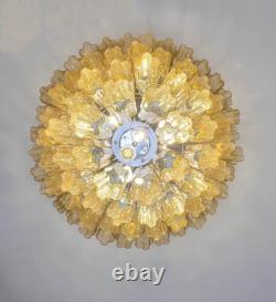 Huge Vintage Murano Glass Tiered Chandelier 80 glasses light amber