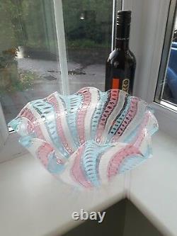 Huge Vintage Murano probably Venini fazzaletto Latticino Art Glass Bowl C1950's