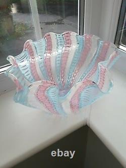 Huge Vintage Murano probably Venini fazzaletto Latticino Art Glass Bowl C1950's