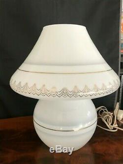 Incredible Vintage Murano Glass Mushroom 14.5 Table Lamps rare decorated pair