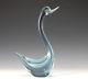 Italian Art Glass Murano Swan Sculpture Clear slate blue, elegant shape Vintage