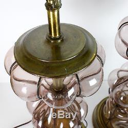Italian Glass Lamp Set Purple Caged Italy Amethyst Murano Cage Bubble Vtg