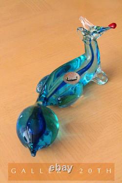 Italian! MID Century Blue Glass Fox Sculpture! Vtg Murano Venetian Orig Art 50's