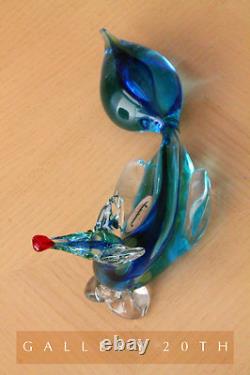 Italian! MID Century Blue Glass Fox Sculpture! Vtg Murano Venetian Orig Art 50's