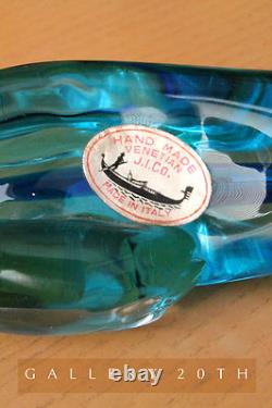 Italian! MID Century Blue Glass Fox Sculpture! Vtg Murano Venetian Orig Art 50's