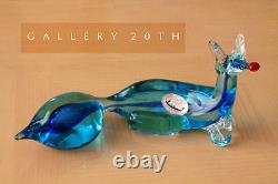 Italian! MID Century Blue Glass Fox Sculpture! Vtg Murano Venetian Orig Art 50's