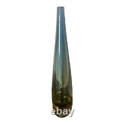 Italian Murano Stretched Blue Amber Clear Teardrop' Shape, Vintage Glass Vase