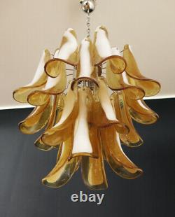 Italian vintage Murano chandelier 26 amber glass petals