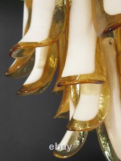 Italian vintage Murano chandelier 26 amber glass petals