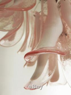 Italian vintage Murano chandelier 26 pink glass petals