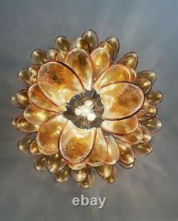 Italian vintage Murano chandelier 52 amber glass petals