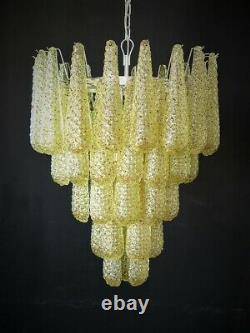Italian vintage Murano chandelier 52 amber glass petals drop