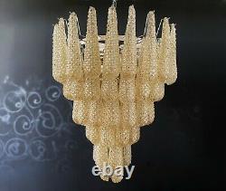 Italian vintage Murano chandelier 75 amber glass petals drop