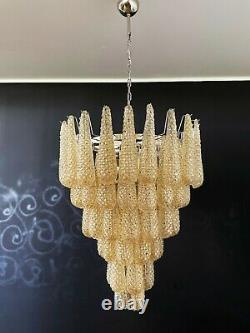 Italian vintage Murano chandelier 75 amber glass petals drop