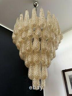 Italian vintage Murano chandelier 75 amber glass petals drop