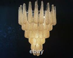 Italian vintage Murano chandelier 75 amber glass petals drop