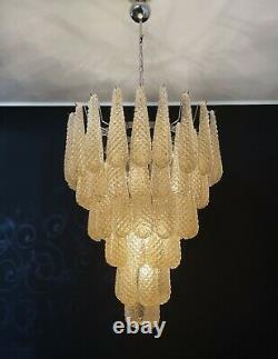 Italian vintage Murano chandelier 75 amber glass petals drop