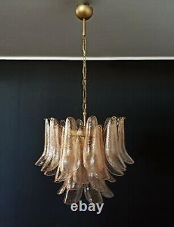 Italian vintage Murano chandelier Mazzega 36 lattimo GOLD glass petals