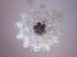 Italian vintage Murano chandelier Mazzega 36 lattimo glass petals