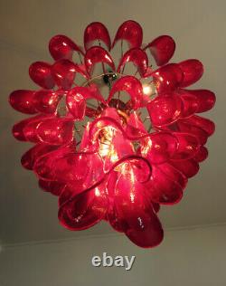 Italian vintage Murano chandelier Mazzega 52 glass petals