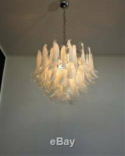 Italian vintage Murano chandelier Mazzega 53 lattimo glass