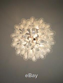 Italian vintage Murano chandelier Mazzega 53 lattimo glass