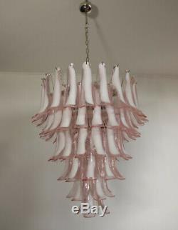 Italian vintage Murano chandelier in the manner of Mazzega 75 pink glass petal