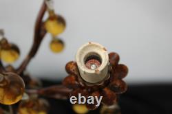 Italian vintage Murano glass amber drops 3 arm chandelier lamp 1970