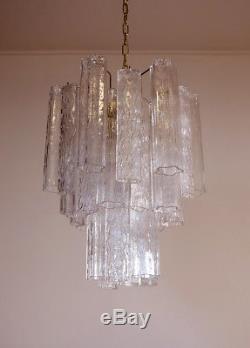Italian vintage Murano glass chandelier in Venini Mazzega style 30 glasses