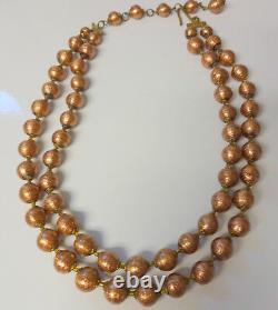 Italy Aventurina Murano Venetian Copper Gold Dust Glass Beads Necklace