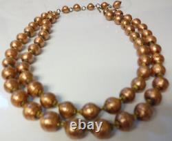 Italy Aventurina Murano Venetian Copper Gold Dust Glass Beads Necklace