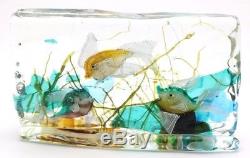 LARGE Vintage MURANO Cenedese Fish AQUARIUM Footed Block Art Glass SCULPTURE