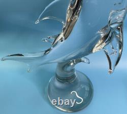 LARGE vintage Murano Italian Clear glass shark sculpture statue 13.5 Tall