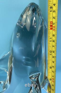 LARGE vintage Murano Italian Clear glass shark sculpture statue 13.5 Tall
