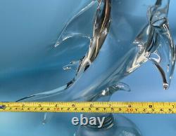 LARGE vintage Murano Italian Clear glass shark sculpture statue 13.5 Tall