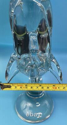 LARGE vintage Murano Italian Clear glass shark sculpture statue 13.5 Tall