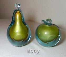 LARGE vintage Salviati Murano hand blown art glass fruit bookends paperweights