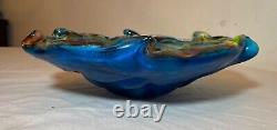 LARGE vintage hand blown Murano art glass cigarette cigar ashtray Italy rainbow