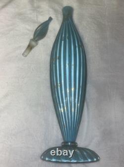 LG Vintage Blue 19 1/2 BARBINI Murano CAMER Glass Sticker Genie Bottle Decanter
