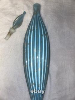 LG Vintage Blue 19 1/2 BARBINI Murano CAMER Glass Sticker Genie Bottle Decanter