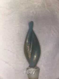 LG Vintage Blue 19 1/2 BARBINI Murano CAMER Glass Sticker Genie Bottle Decanter