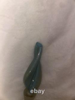 LG Vintage Blue 19 1/2 BARBINI Murano CAMER Glass Sticker Genie Bottle Decanter