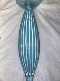 LG Vintage Blue 19 1/2 BARBINI Murano CAMER Glass Sticker Genie Bottle Decanter