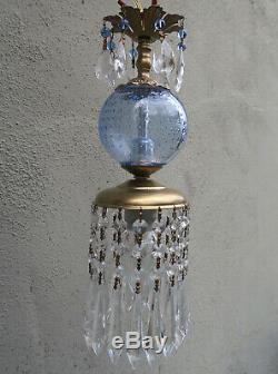 Lamp Murano Controlled bubble Vintage chandelier Sky Blue Glass Brass crystal