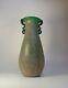 Large 1970s Italian Seguso Vetri d'Arte Scavo Murano Glass Vintage Green Vase