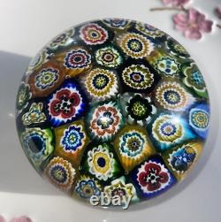 Large 3.5 Vintage Murano Glass Paperweight Millefiori Design