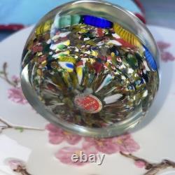 Large 3.5 Vintage Murano Glass Paperweight Millefiori Design