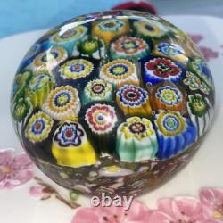 Large 3.5 Vintage Murano Glass Paperweight Millefiori Design