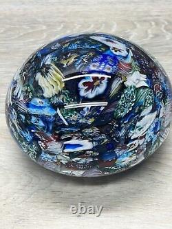 Large 5.5 Vintage Murano Glass Floral & Scramble Millefiori Paperweight READ