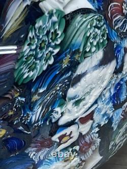 Large 5.5 Vintage Murano Glass Floral & Scramble Millefiori Paperweight READ